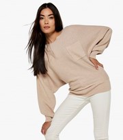 Apricot Stone Knit Pocket Front Batwing Jumper